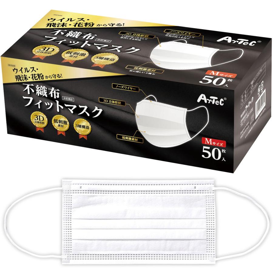 マスク 不織布 50枚入り フィットマスク M 大人用 3層 ノーズワイヤー入り 使い捨て 花粉対策 グッズ クリスマスプレゼント Atc ルーペスタジオ 通販 Yahoo ショッピング