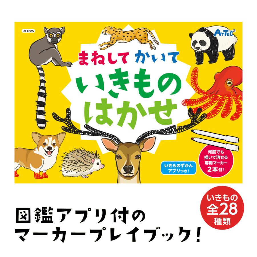 絵本 生き物図鑑 動物 お絵描き 消せる 知育玩具 幼児 子供 キッズ