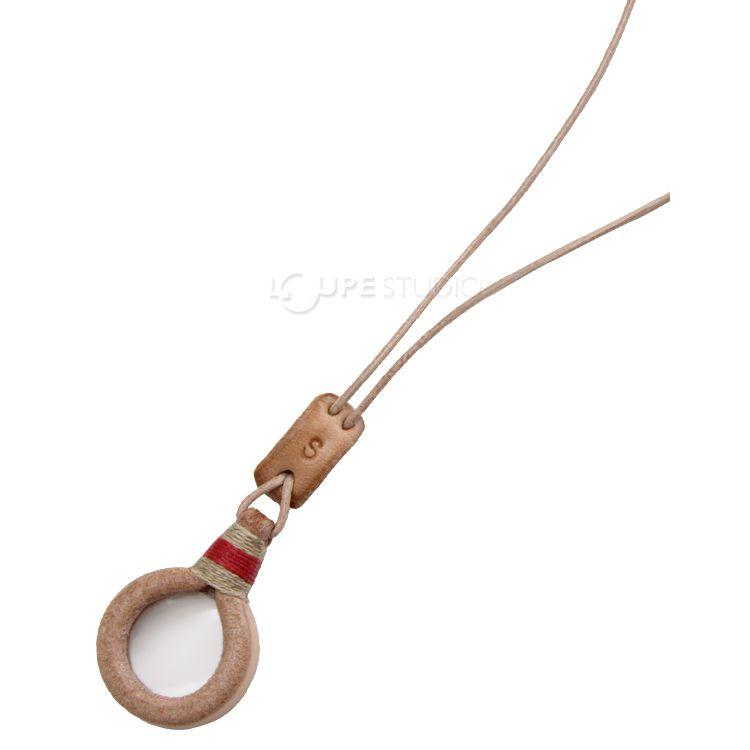 ペンダントルーペ 6倍 25mm 牛革 麻ひも おしゃれ 携帯 ハンドメイド