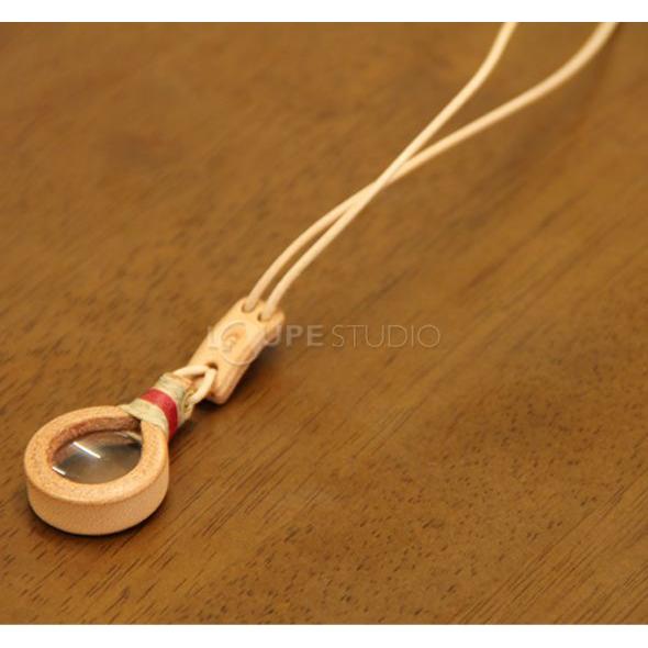 ペンダントルーペ 6倍 25mm 牛革 麻ひも おしゃれ 携帯 ハンドメイド