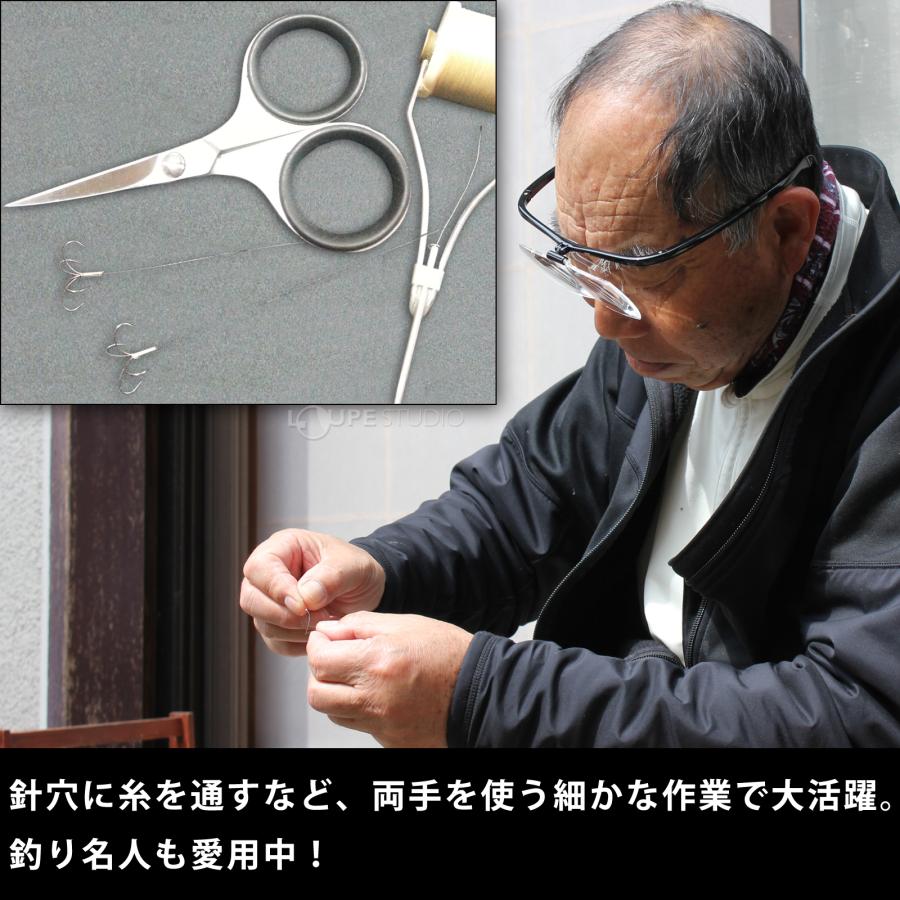 拡大鏡メガネ おしゃれ メガネルーペ 2倍 HF-61E 跳ね上げ クリップ式