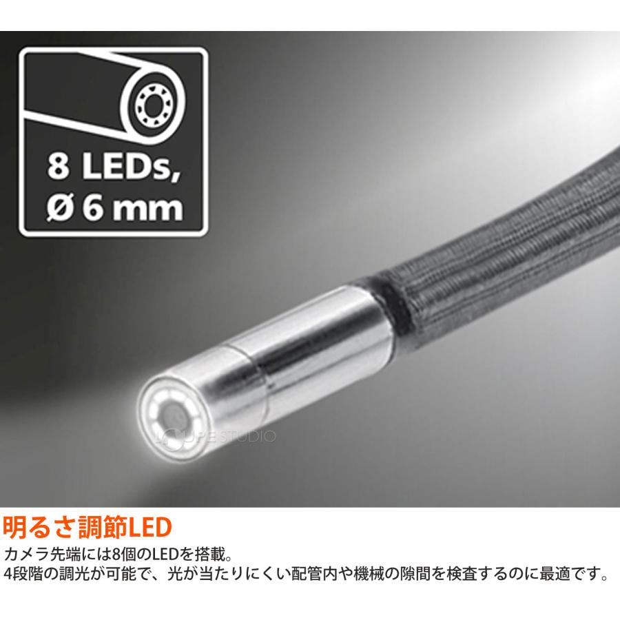 先端可動式 工業用内視鏡 ビデオインスペクター 3DM 直径6mm 長さ1m 防水 耐油 カメラ ファイバースコープ_2