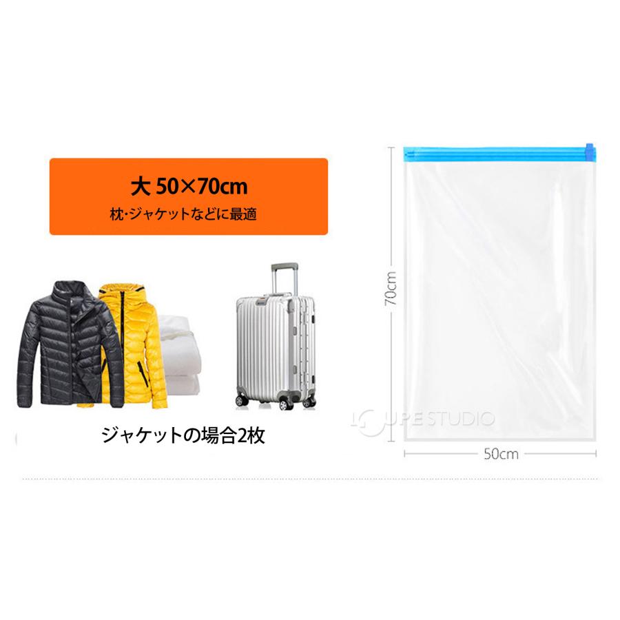 衣類 圧縮袋 5枚セット 旅行 掃除機なし 収納 アウトドア 服 Tシャツ