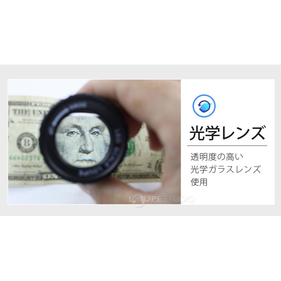 ルーペ LEDライト付き スケールルーペ 10倍 ブラック 検品 拡大鏡
