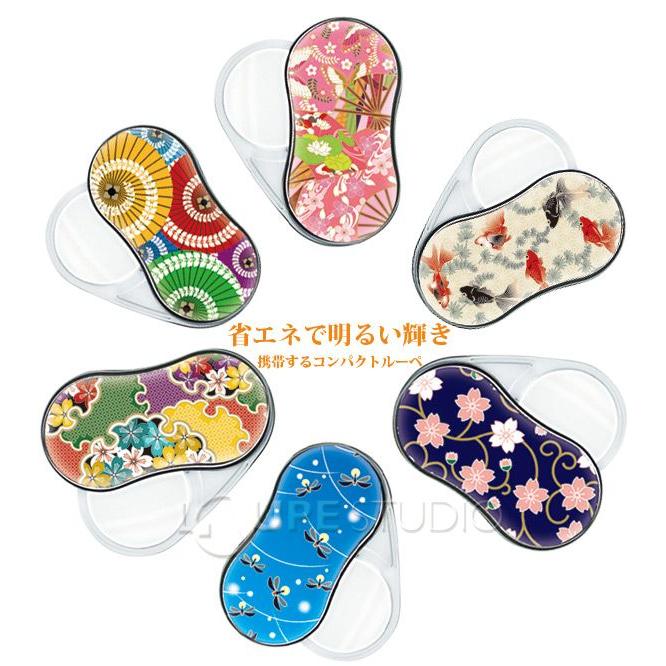 LEDライト付き スイングルーペ 3.5倍 SR-1900 和柄 ポケットルーペ