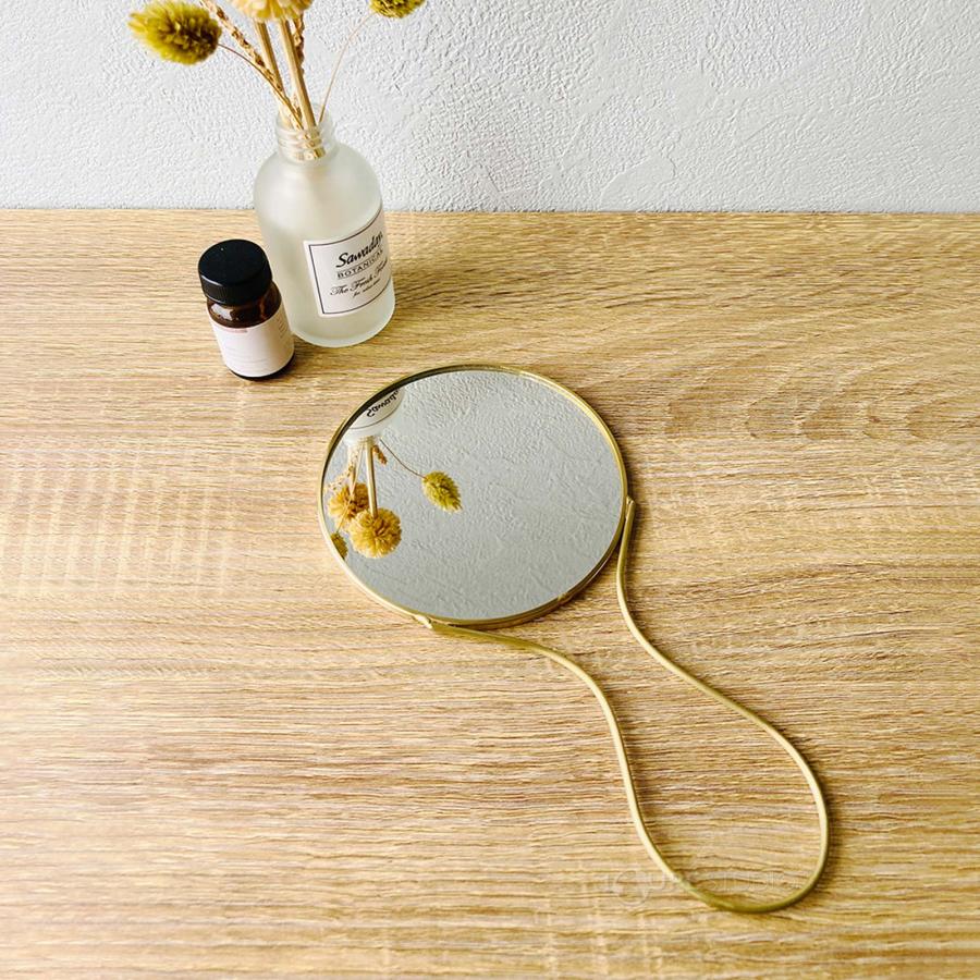 鏡 ミラー ビアノ 真鍮ハンド&ウォ-ルミラーL 壁掛け ハンドミラー