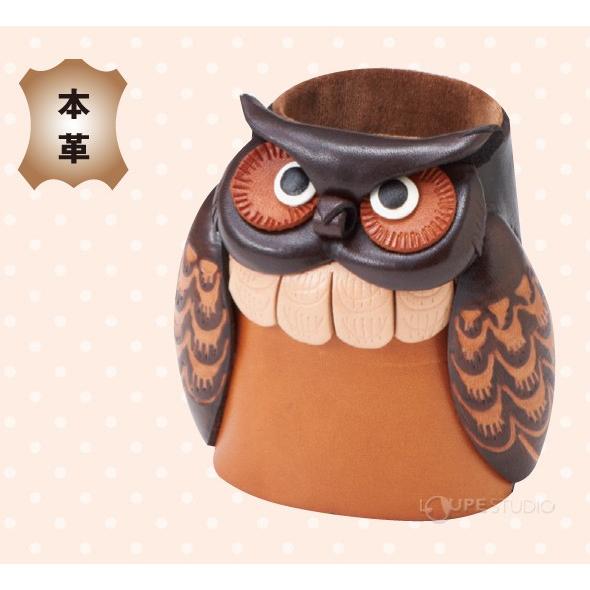 本革メガネスタンド ふくろう パール 眼鏡スタンド アニマル めがね