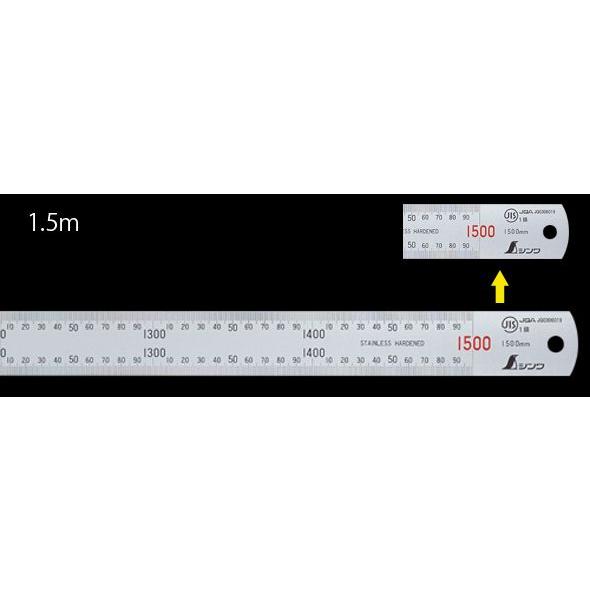 直尺 シルバー 1.5m 赤数字入 JIS 13056 ステンレス ステン スケール