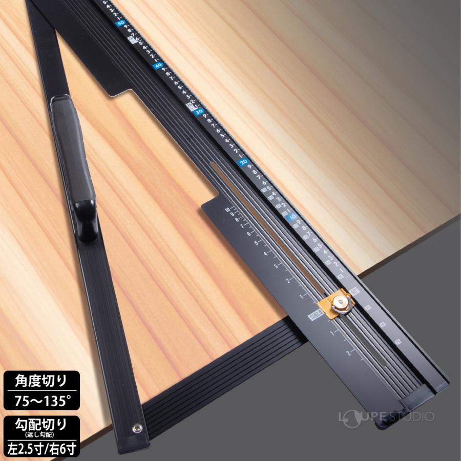 定規 丸ノコガイド定規 たためるエルアングルNext60cm 角度切断機能付 木工 切断 突き当て シンワ測定の画像