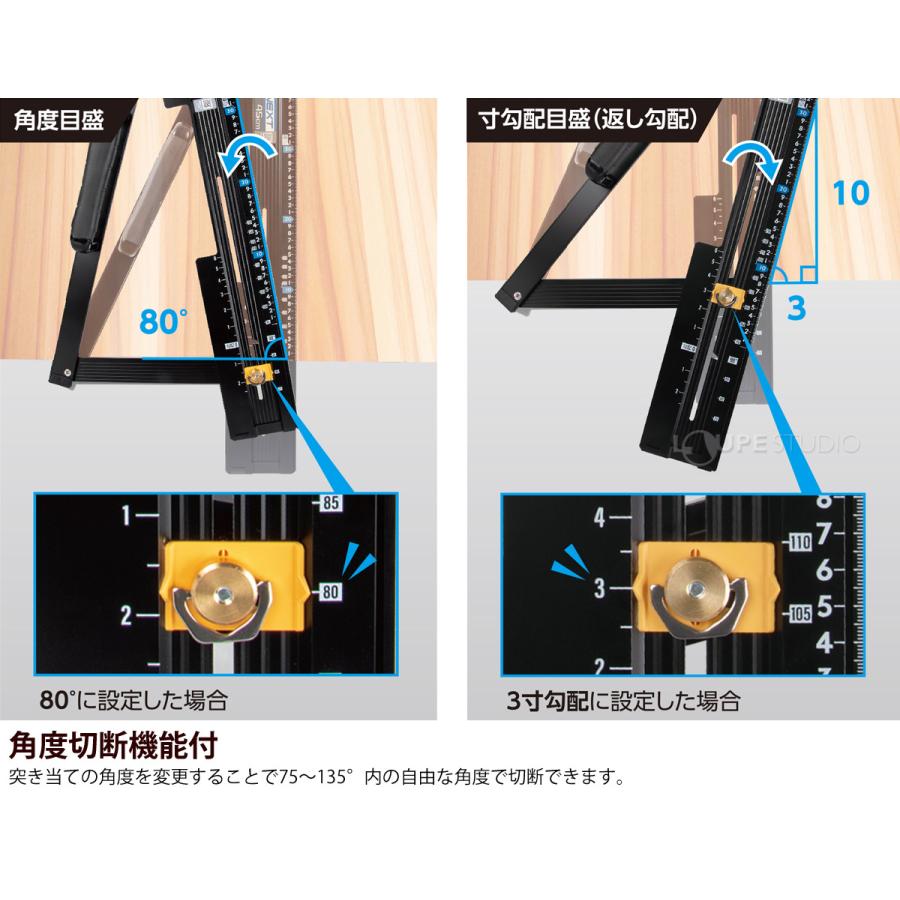 定規 丸ノコガイド定規 たためるエルアングルNext60cm 角度切断機能付 木工 切断 突き当て シンワ測定の画像