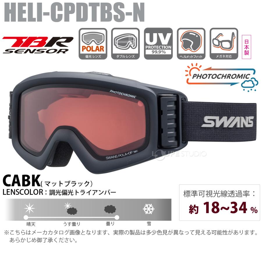 スノーゴーグル 眼鏡対応 スキー スノボ HELI ターボファン付きモデル 調光レンズ 偏光レンズ HELI-CPDTBS-N CABK SWANS｜loupe｜02