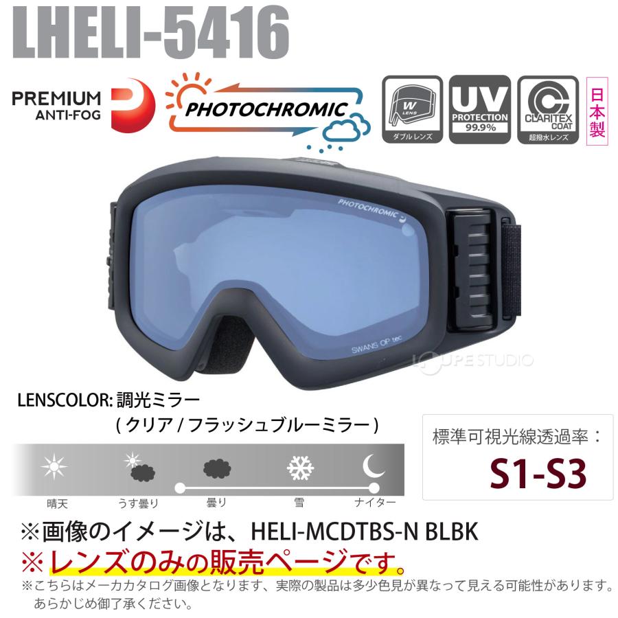 スノーゴーグル HELI スペアレンズ LHELI-5477 FBL 調光ミラー くもり