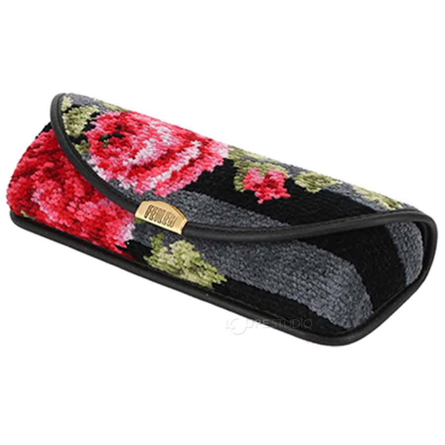 メガネケース フェイラー 眼鏡ケース 黒 花柄 バラ FEILER クリスマス