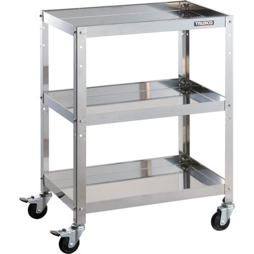 ステンレス製ワゴン ボルトタイプ TRUSCO トラスコ中山 ステンレスワゴン クリーンラビット 75φゴム車鉄金具 600×400×H810 3段 [CRB-863] CRB863 販売単