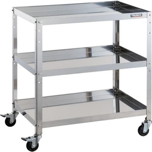 ステンレス製ワゴン ボルトタイプ TRUSCO トラスコ中山 ステンレスワゴン クリーンラビット 75φゴム車鉄金具 750×500×H810 3段 [CRB-873] CRB873 販売単