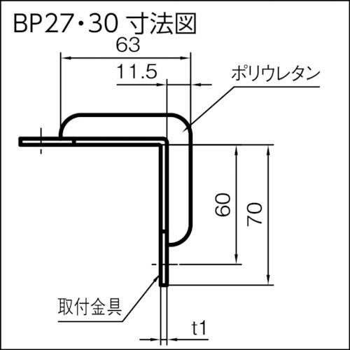 クッション　半円型　IWATA　バンパープロ　[BP27-L1]　(1m)　販売単位：1　BP27L1　BP27　送料無料