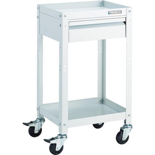 スチール製ワゴン ボルトタイプ TRUSCO トラスコ中山 ツールワゴン ラビットワゴン 400X350 引出1段付 ゴム車輪 ホワイト [RBW-742V W] RBW742VW 販売単位：