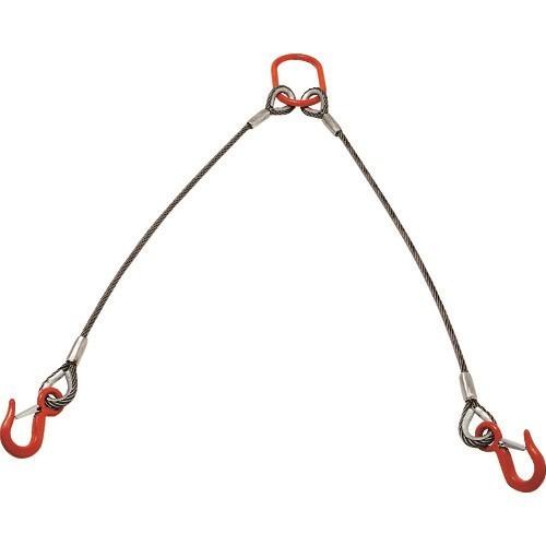 TRUSCO トラスコ中山 2本吊り玉掛けワイヤロープスリング アルミロック