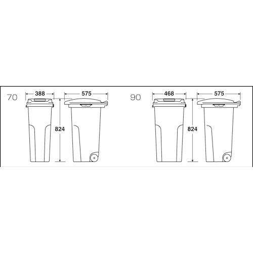テラモト キャスターペール90 黒/灰 [DS-224-190-8] DS2241908 販売単位：1 送料無料_3