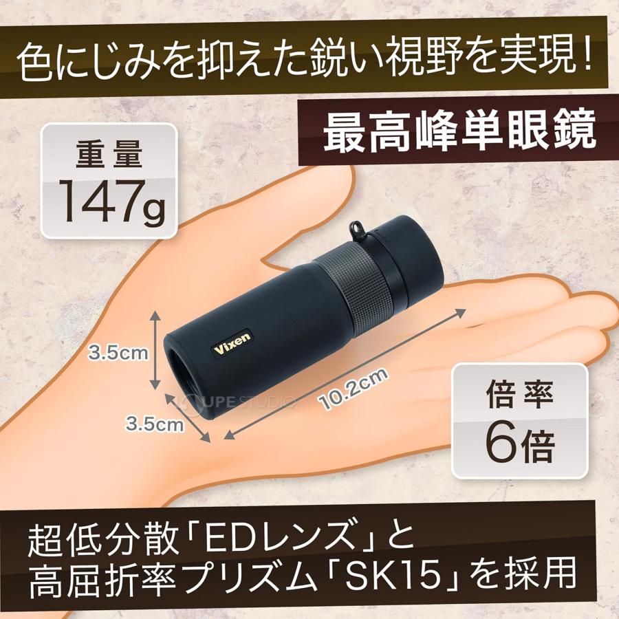 単眼鏡 6倍 21mm スマホ撮影セット 日本製 ビクセン アートスコープ H6