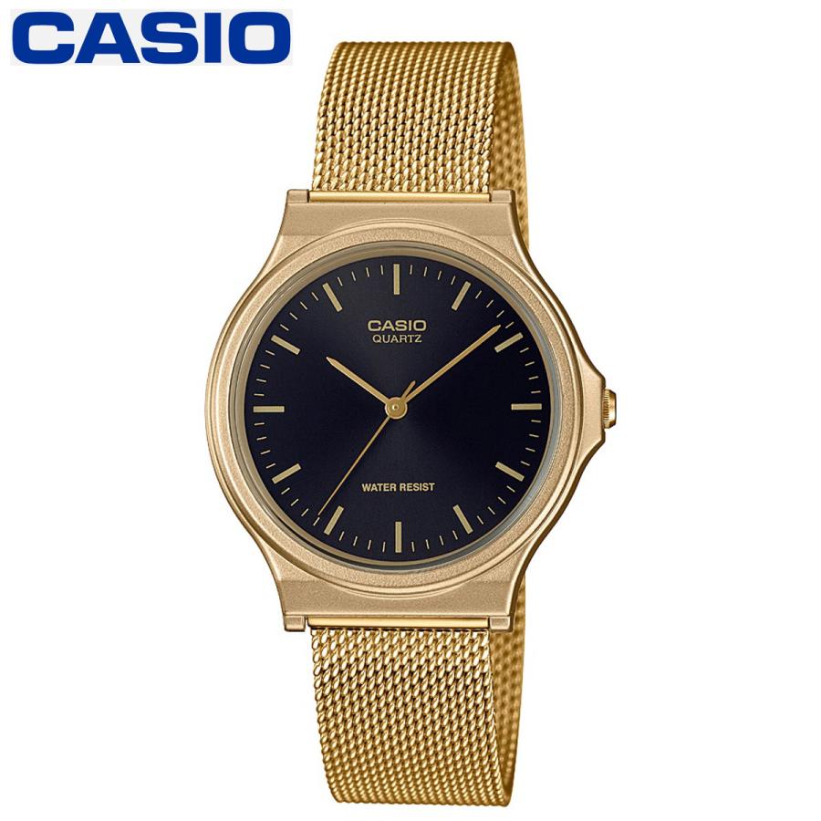 カシオ 腕時計 CASIO メタルバンドモデル バーインデックス 日常生活用防水 ゴールド×ブラック｜loupe