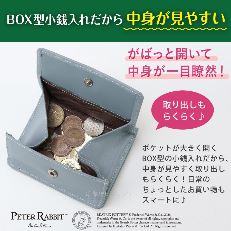 ピーターラビットTM 本革 コンパクト 財布 牛革 二つ折り BOX型小銭