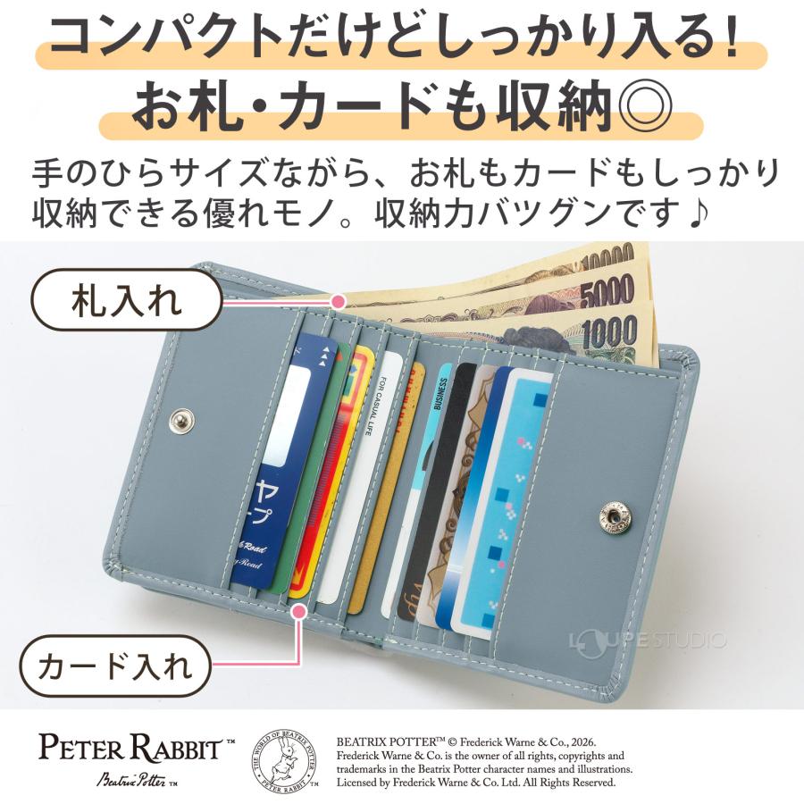 ピーターラビットTM 本革 コンパクト 財布 牛革 二つ折り BOX型小銭