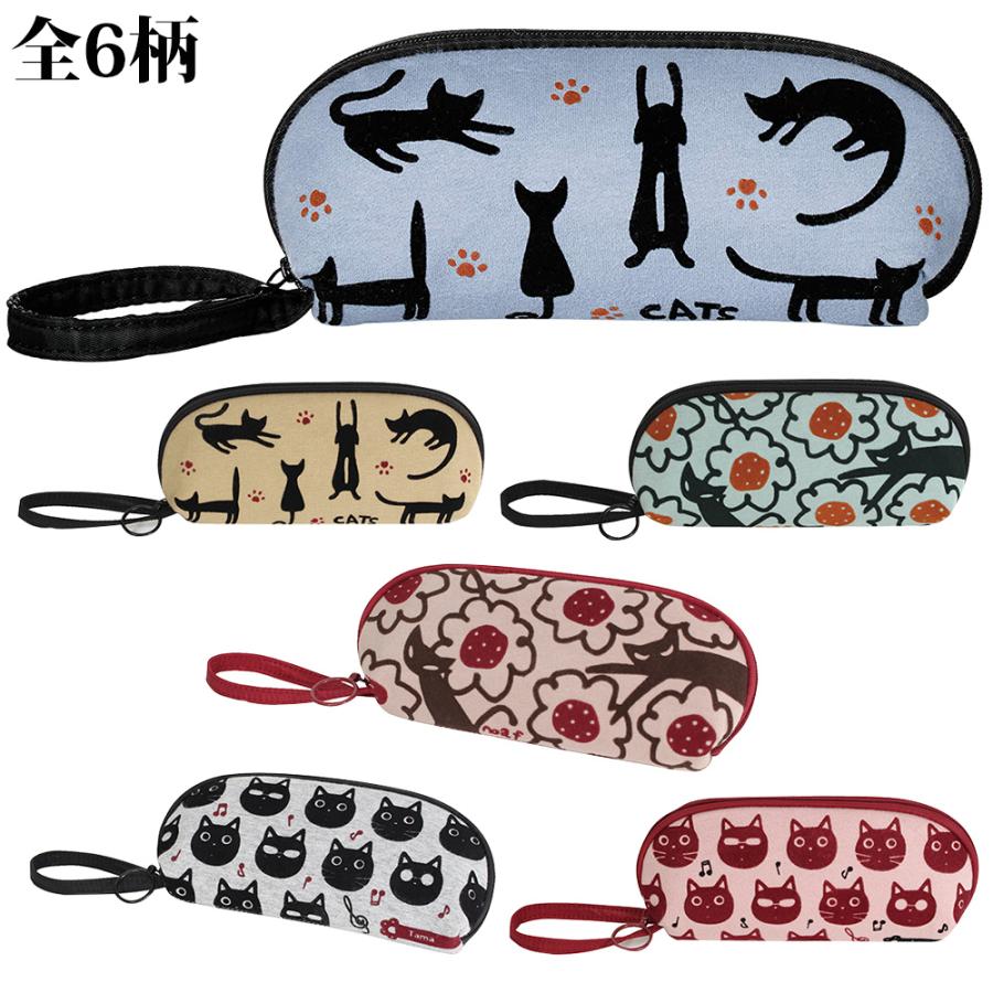 462円 信頼 メガネケース おしゃれ レディース 眼鏡ケース ノアファミリー ねこケース フロッキープリント かわいい 女性 子供 プレゼント ギフト めがねケ