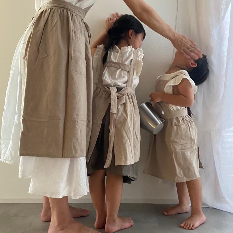 子供用 エプロン おしゃれ 親子でお揃い 可愛いエプロン ナチュラルなコットンリネン素材 かわいい 落ち着いた色合い 子供 ポケット付き 0975 0004 Louple 通販 Yahoo ショッピング