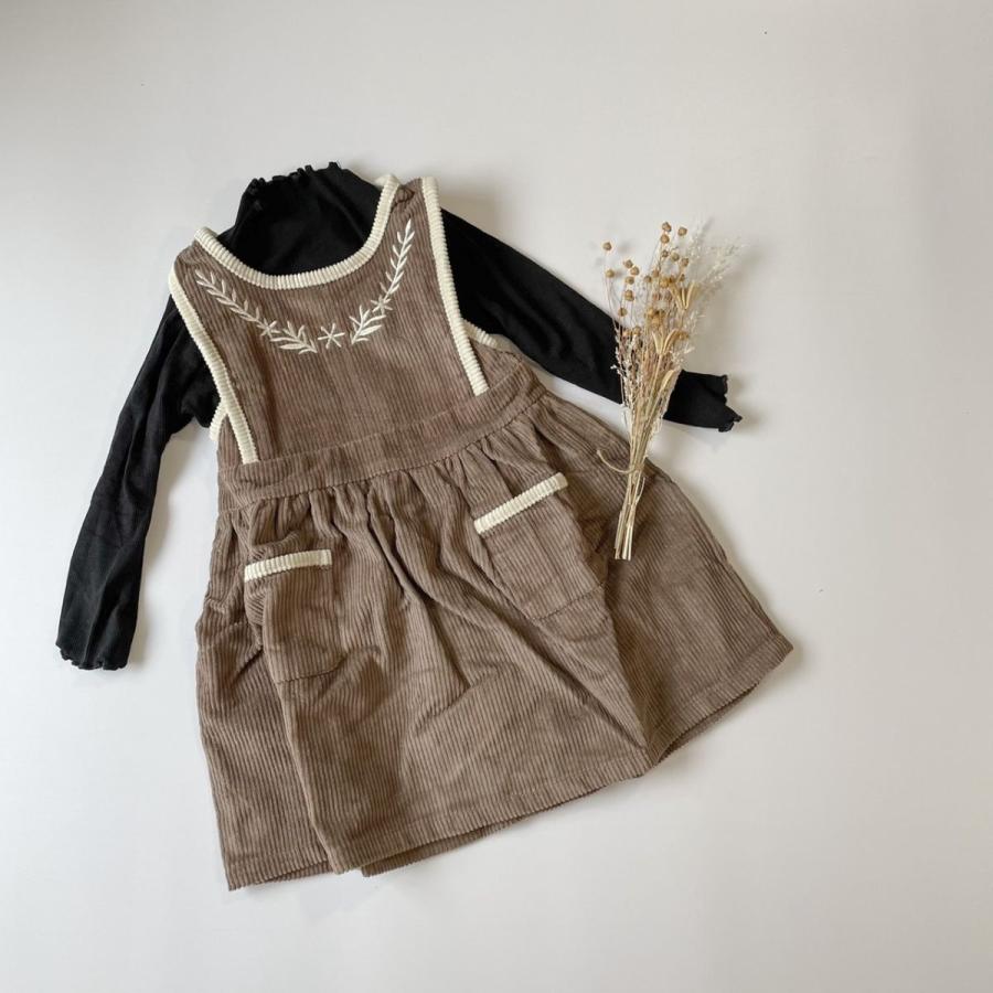 キッズ ベビー 女の子 刺繍 コーデュロイ ワンピース embroidery  