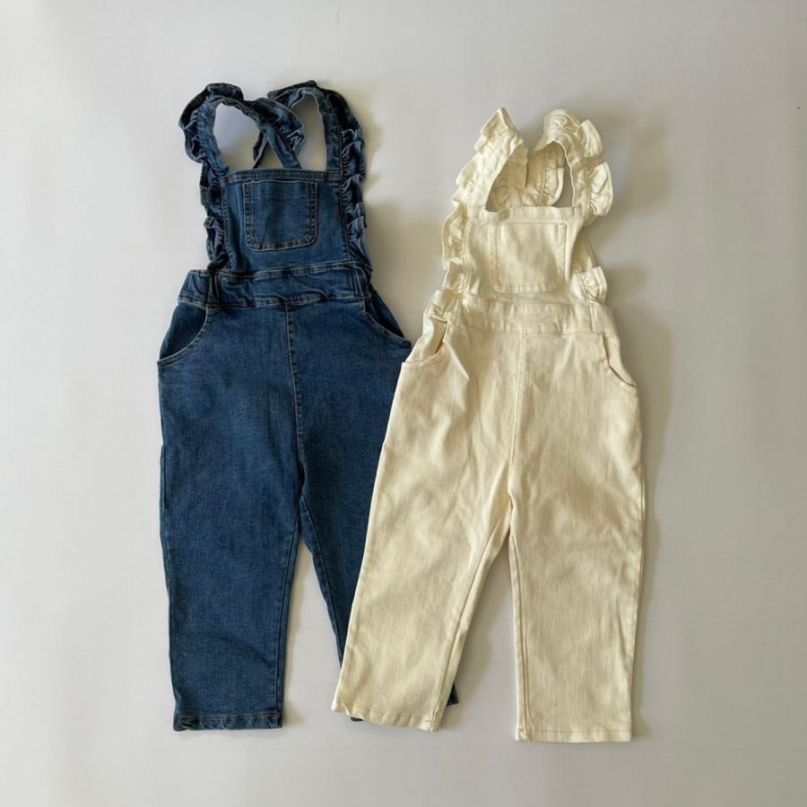 キッズ ジュニア 女の子 デニム フリル サロペット denim frill 
