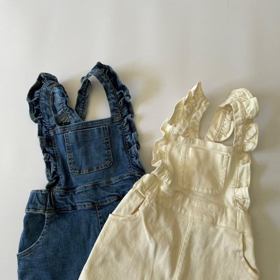 キッズ ジュニア 女の子 デニム フリル サロペット denim frill 
