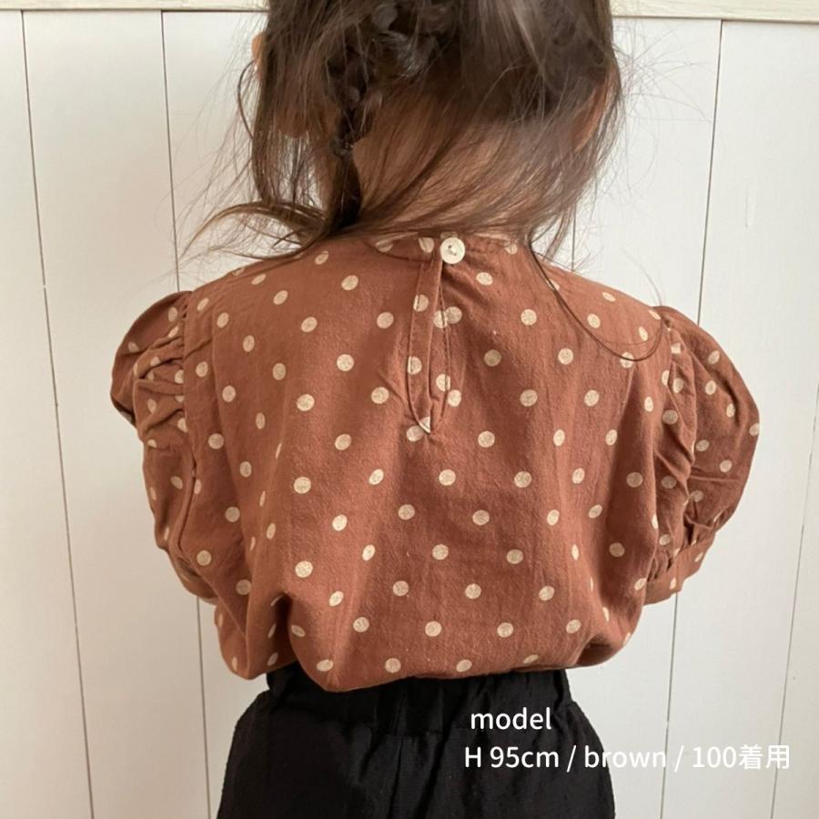 キッズ 女の子 男の子 半袖 トップス dot puff tops ブラウス ドット