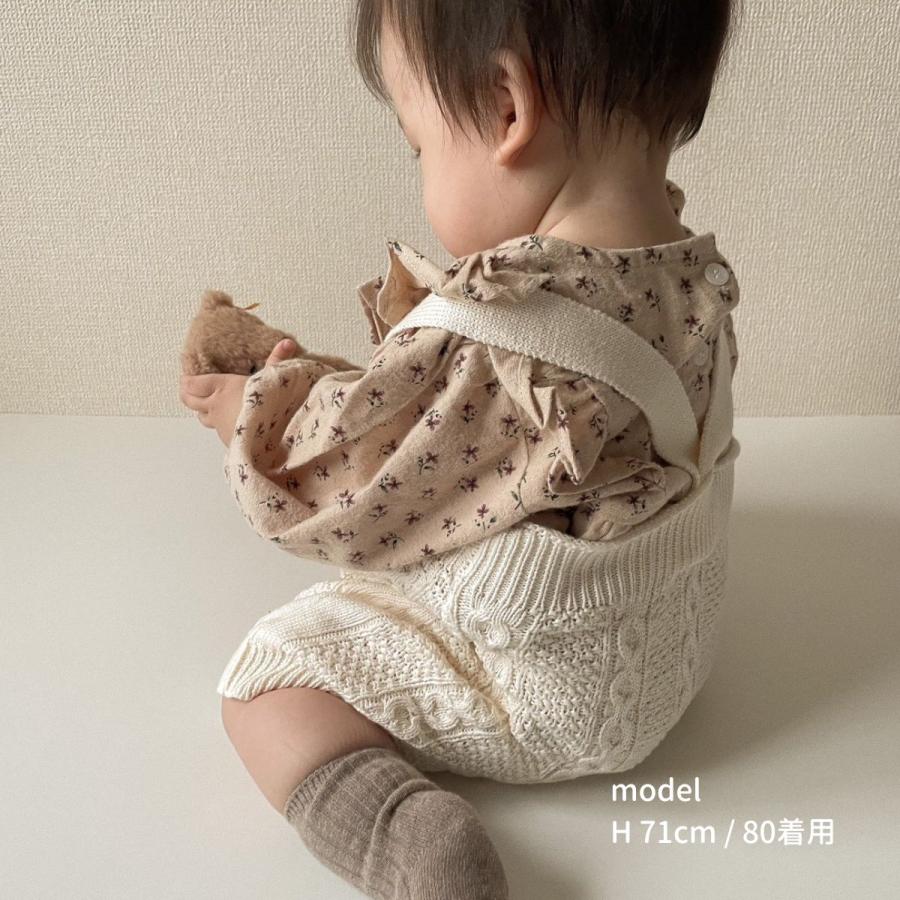 フレンチコーデュロイのサスペンダー付きサロペット【80】かぼちゃ