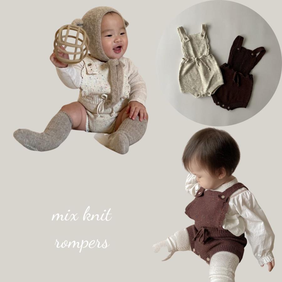 ベビー ロンパース サロペット mix knit rompers ミックスカラー