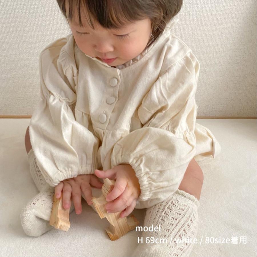 ベビー 女の子 長袖 ロンパース sleeve shirring rompers フリル 