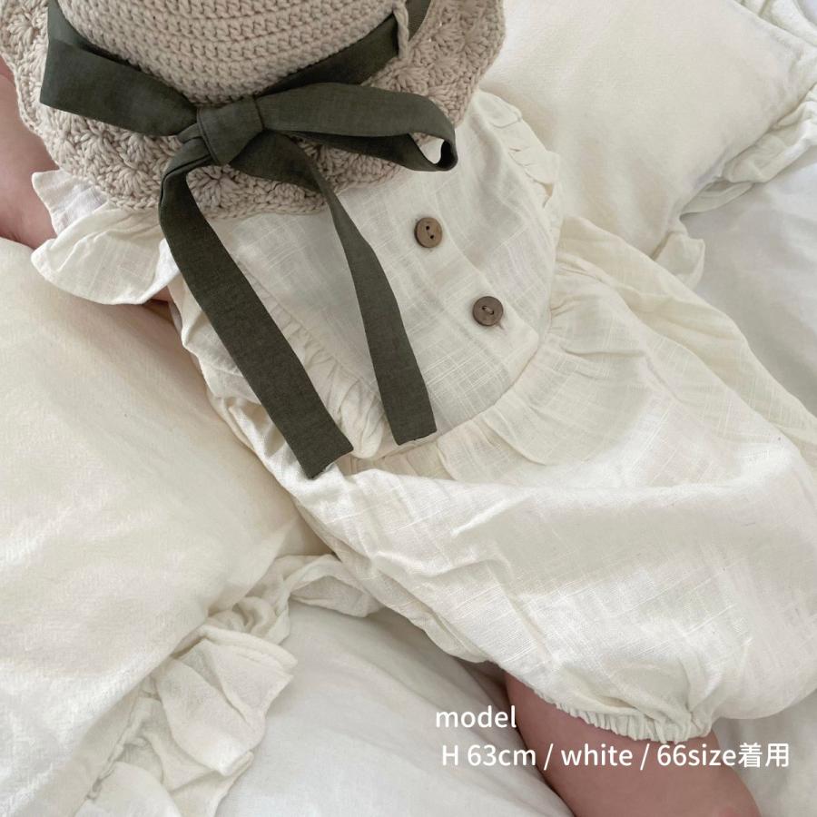 ベビー ロンパース linen frill rompers リネン 麻 綿 フリル 女の子