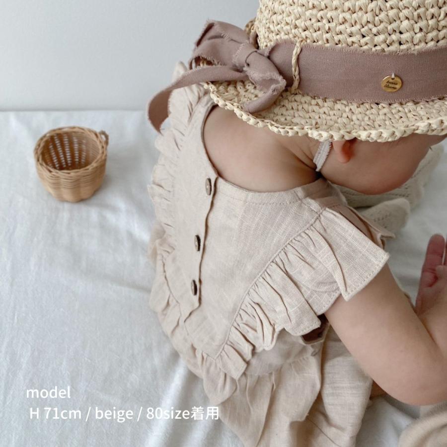ベビー ロンパース linen frill rompers リネン 麻 綿 フリル 女の子