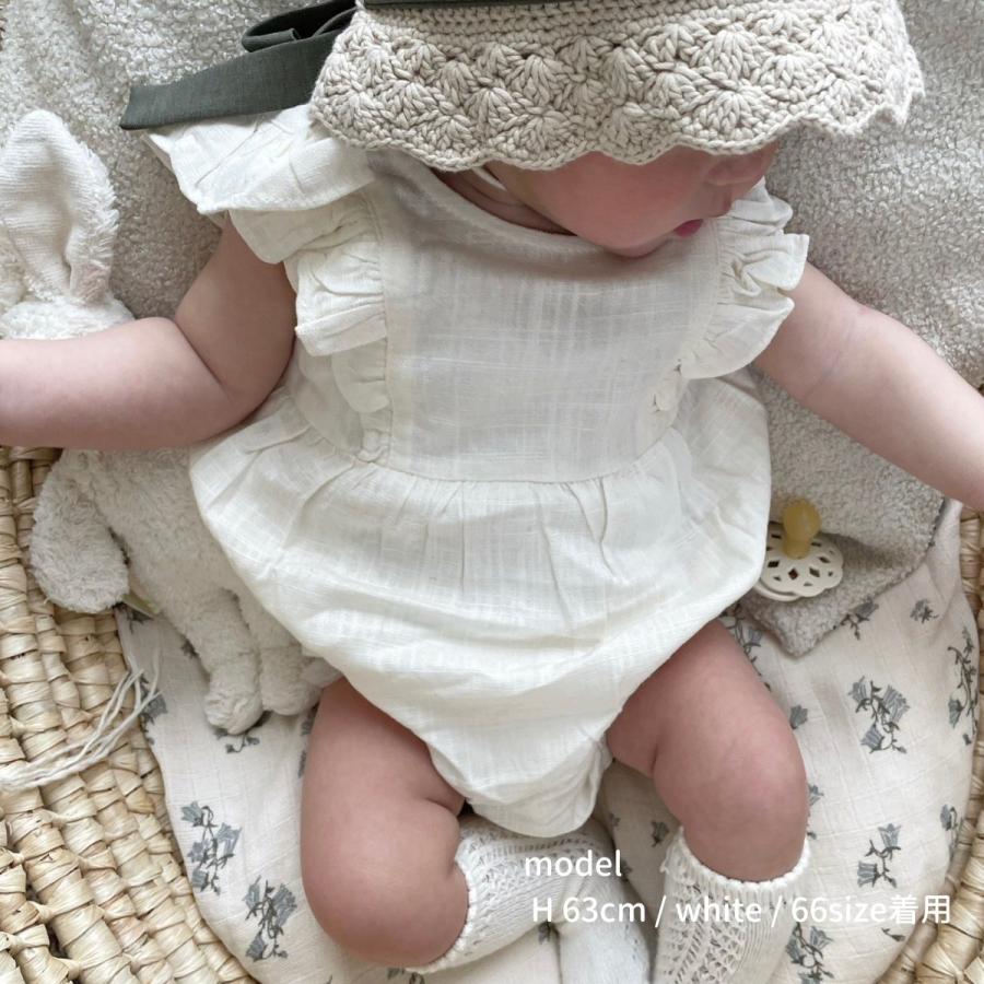 ベビー ロンパース linen frill rompers リネン 麻 綿 フリル 女の子