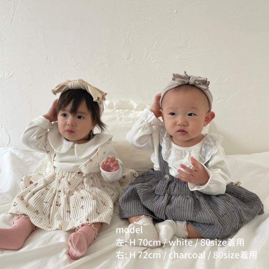 キッズ ベビー 女の子 サスペンダー ブルマ スカート flower corduroy