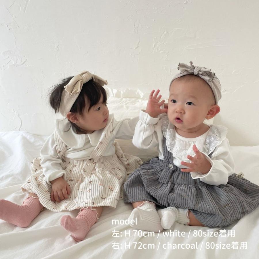 キッズ ベビー 女の子 サスペンダー ブルマ スカート flower corduroy