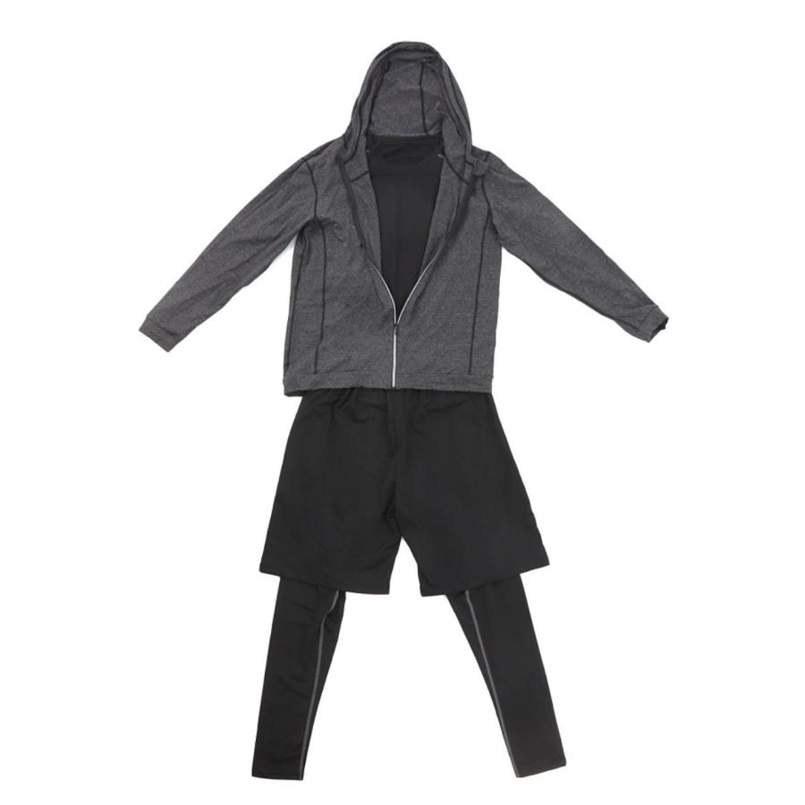 コンプレッションウェア メンズ 【認定理学療法士監修】【適度な着圧で身体をサポート】 半袖 長袖 トレーニングウェア 上下 5点セット スポーツウェア ジム | ブランド登録なし | 16