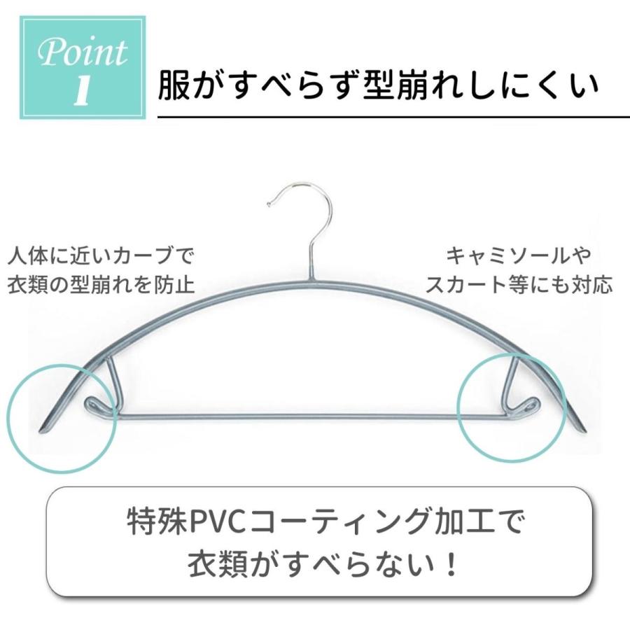 ハンガー 100本組 滑らず落ち着いた色合いのハンガー すべらない 収納 滑らない 滑り落ちない あとがつかない 型崩れ防止 tシャツ ジャケット 型崩れしないの画像