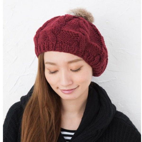 ファーボンボン付きベレー帽 帽子 ボンボン付ベレー帽 ニット帽 レディース ニットベレー帽 Aht13 Lovcaラヴカ 通販 Yahoo ショッピング