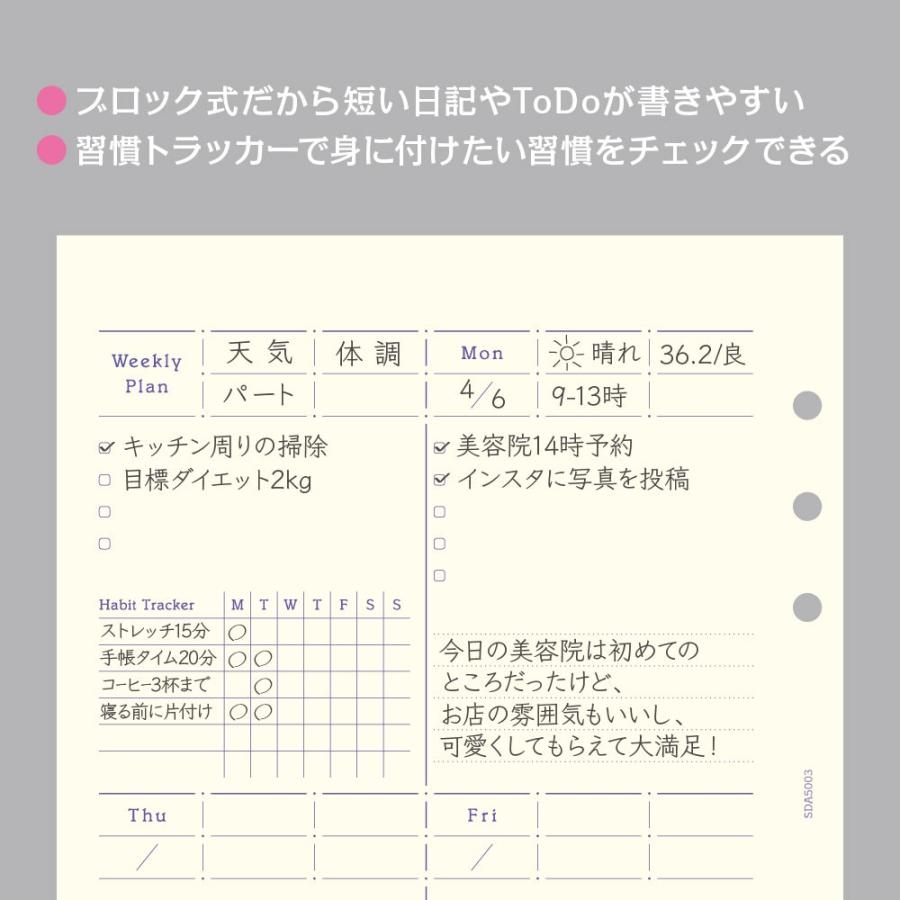 システム手帳 リフィル A5 ウィークリー 日付なし 見開き1週間ブロック式 習慣トラッカー 55枚 6穴 ラブリーフ Sda5003 Loveleaf 手帳 ルーズリーフ 通販 Yahoo ショッピング
