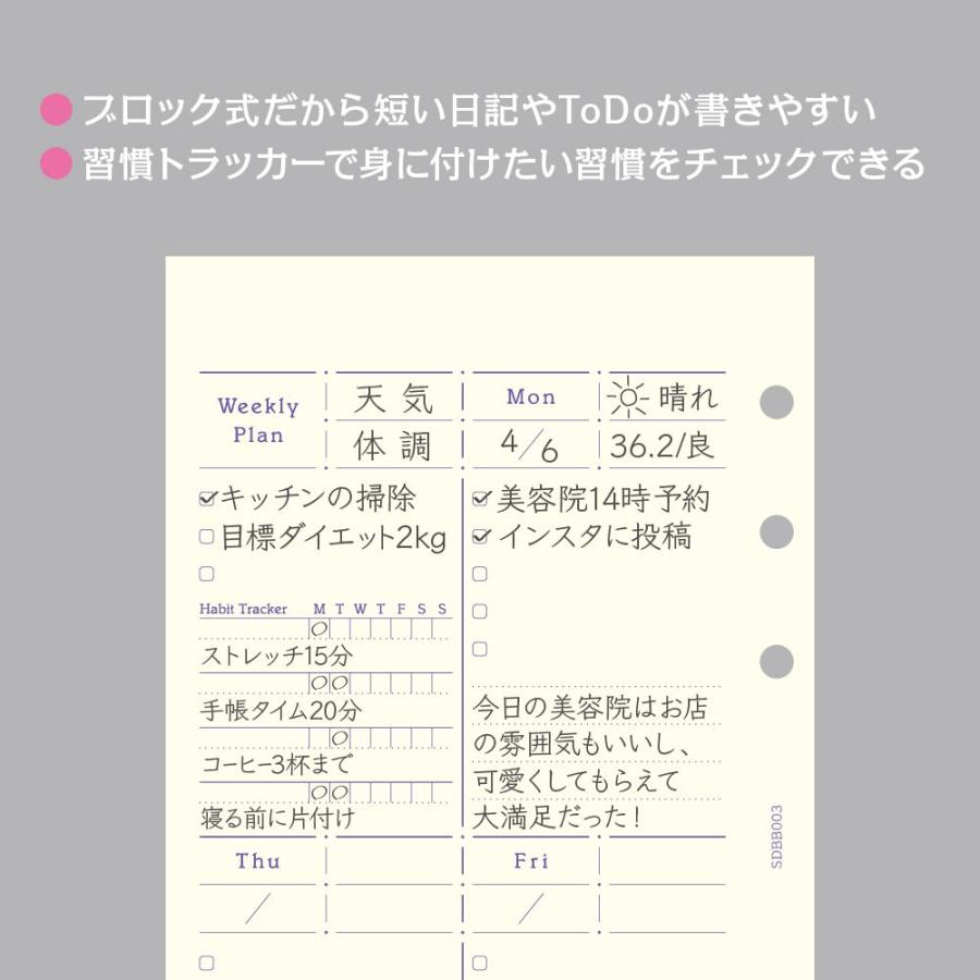 システム手帳 リフィル バイブル ウィークリー 日付なし 見開き1週間