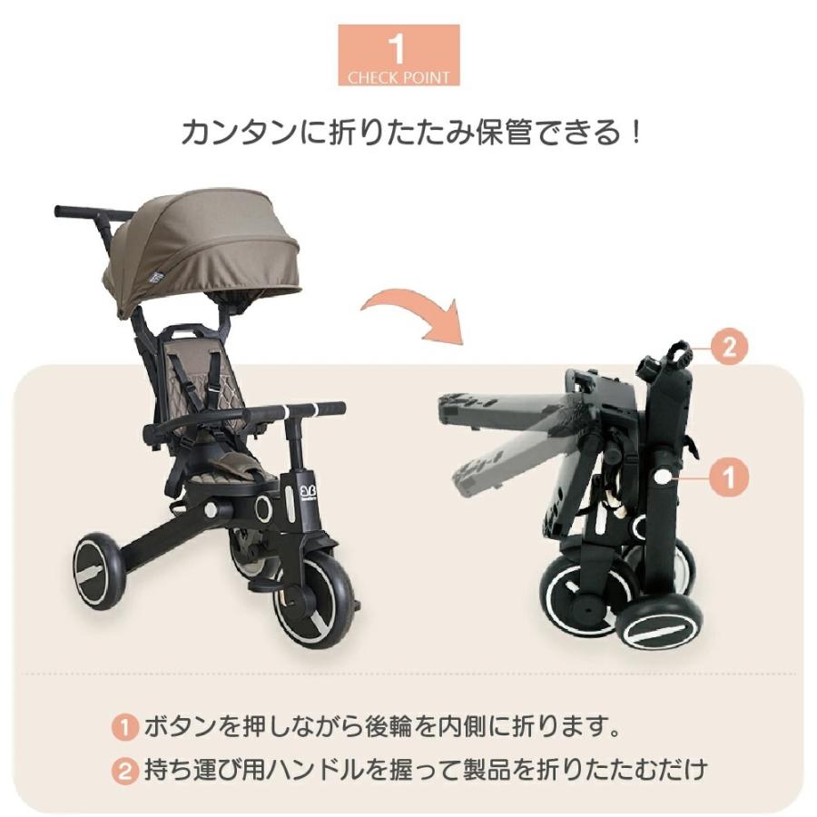 付与 三輪車 折りたたみ 天蓋付き かじとり 子供用 ベビーカー 子供 子ども ベビー 幼児 コンパクト 折り畳み 手押し おしゃれ Allinone Cycle Aynaelda Com