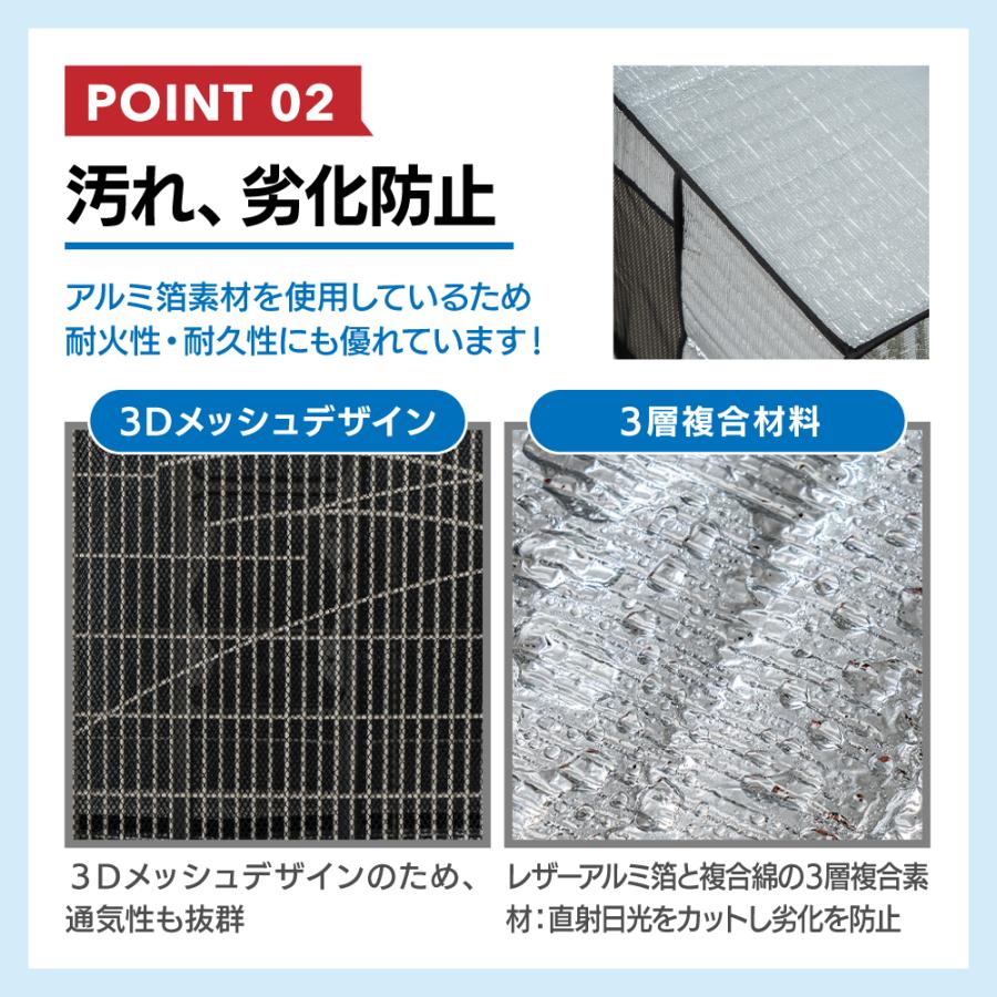 室外機 カバー エアコン 節電 アルミ構造 省エネ 保護カバー 劣化防止 遮熱エコカバー 簡単設置 負担軽減 ECO 屋外用 エアコンカバー 2点10% 3点で15%OFF｜love-sound｜04