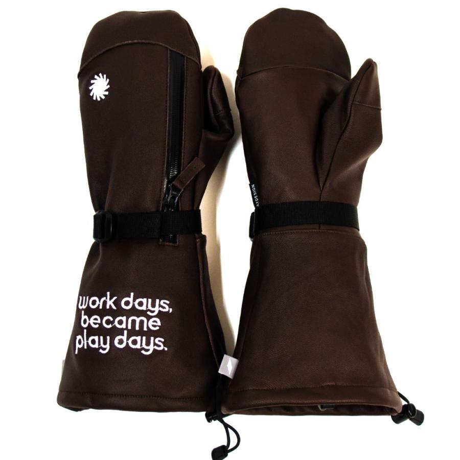 プレイ P01 OVER LEATHER GLOVE BROWN BLACK 25-26 ジップ ファスナー
