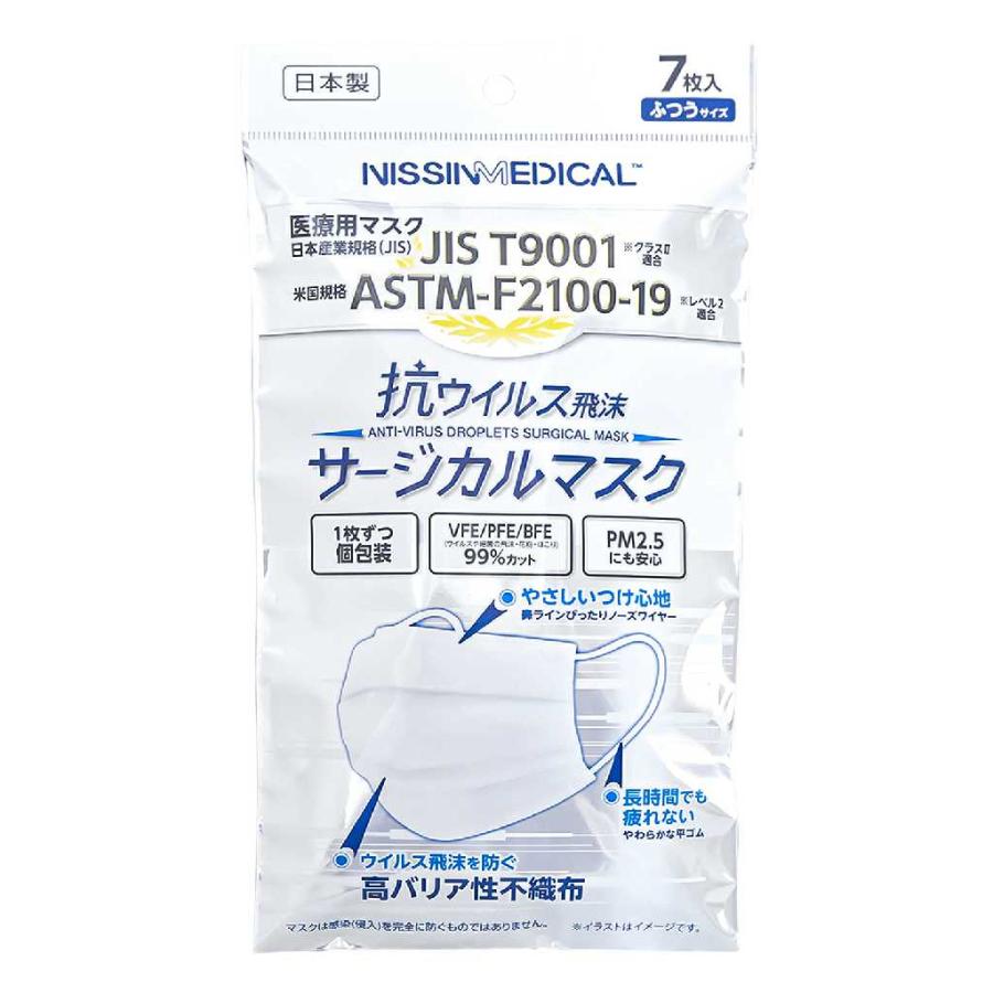 日進医療器 本製 抗ウイルス サージカルマスク 7枚入 NISSIN MEDICAL